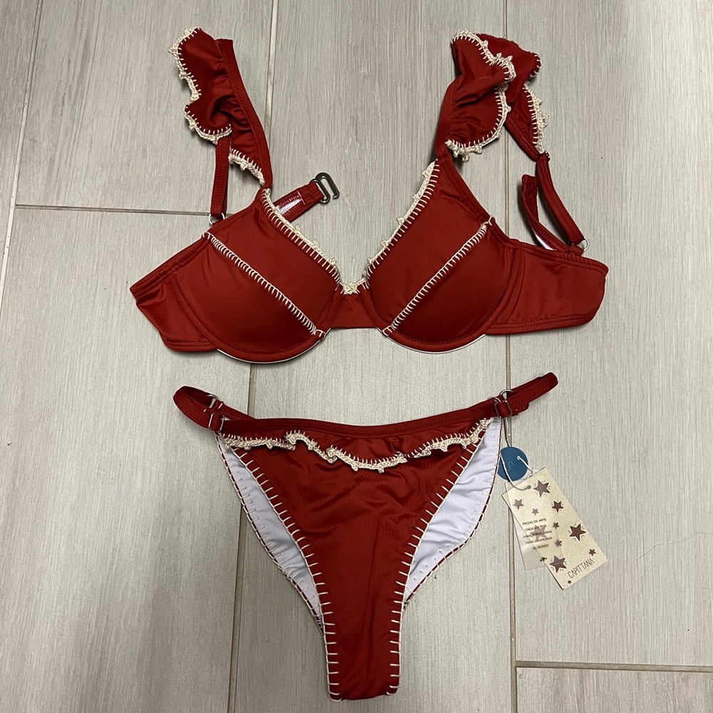 Cappitana burgundy swim suit